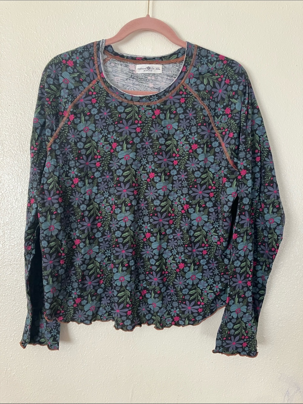 Natural Life Lily Long Sleeve Cotton T Shirt, XXL